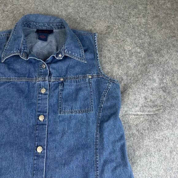 Vintage Denim & Co Denim Dress Medium Button Front Y2K Cotton Cowgirlcore - Picture 4 of 7